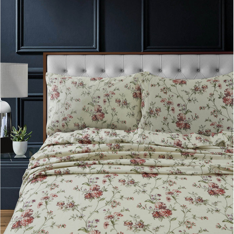 August Grove Cuvier Heavyweight Extra Deep Pocket Floral / Flower 100